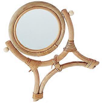 Rustic Rattan Desk Mirror Makeup Mirror Decorative Mirror Rattan Desktop Vanity Mirror