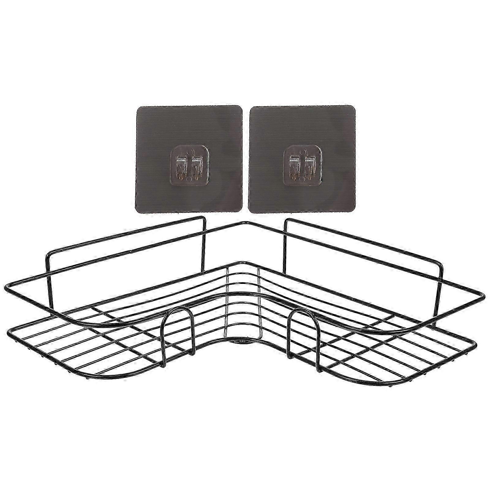 Black Triangular Storage Shelf Wall Mounted Metal Rack for Storage Use