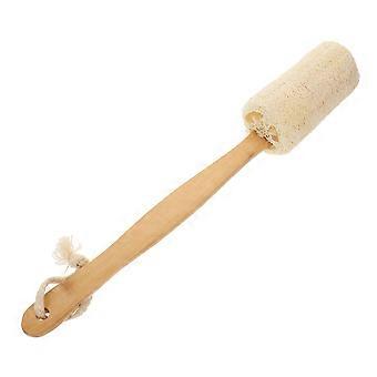 Long Handle Bath Brush and Back Scrubber with Natural Loofah for Gentle Exfoliation and Daily Use