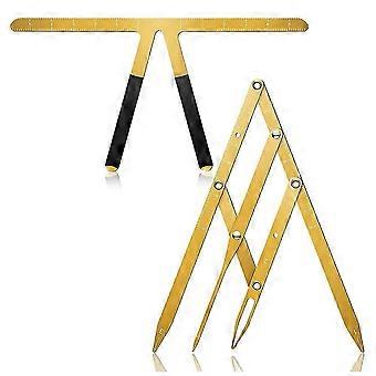 Eyebrow Ruler 3-Point Positioning Ruler Eyebrow Golden Proportion Caliper Ruler Brow Caliper Measuring Tool-Gold