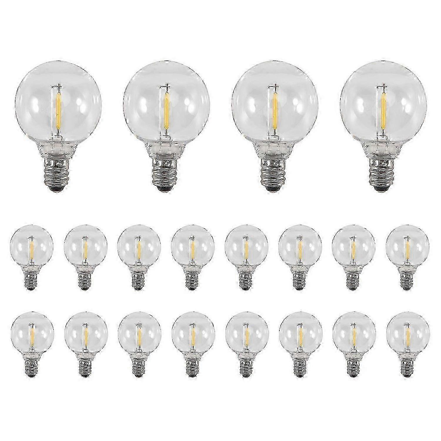 20 Pcs E12 Base G40 LED Globe Bulbs compatible with Solar String Lights