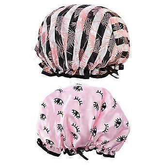 Waterproof Hair Care Hats for Bathing 2Pcs with Elastic Band