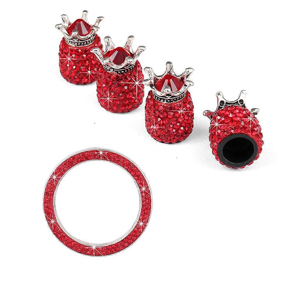 Shape Car Stem Caps for Ignition Button and Tire 5Pcs Set