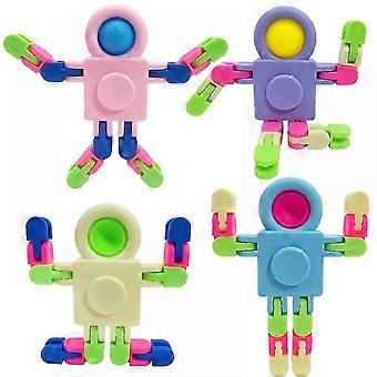 4PCS Stress Relief Fidget Spinner Toy Transformable Sensory Robot Fingertip Toy
