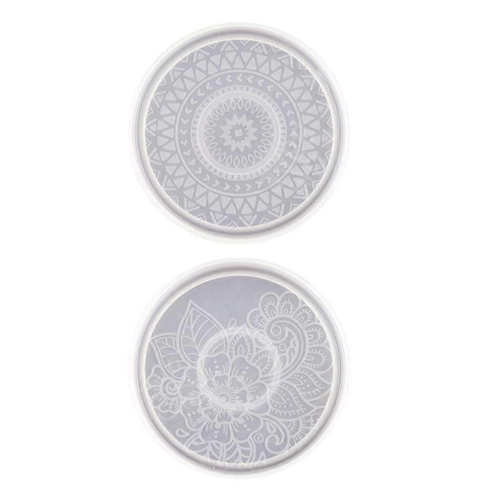 Silicone Mold 2Pcs Round Shape Coaster Mold for DIY Crystal Epoxy