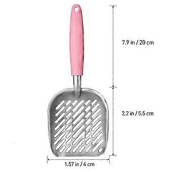 Pet Litter Scooper Durable Metal Scoop for Pets Litter Use Pink Handle