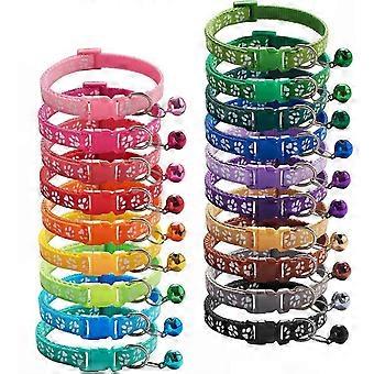 Identification Collars for Puppies 19 Pcs Soft Nylon Adjustable 19-32cm Reflective Collars with Bell for Small Pets