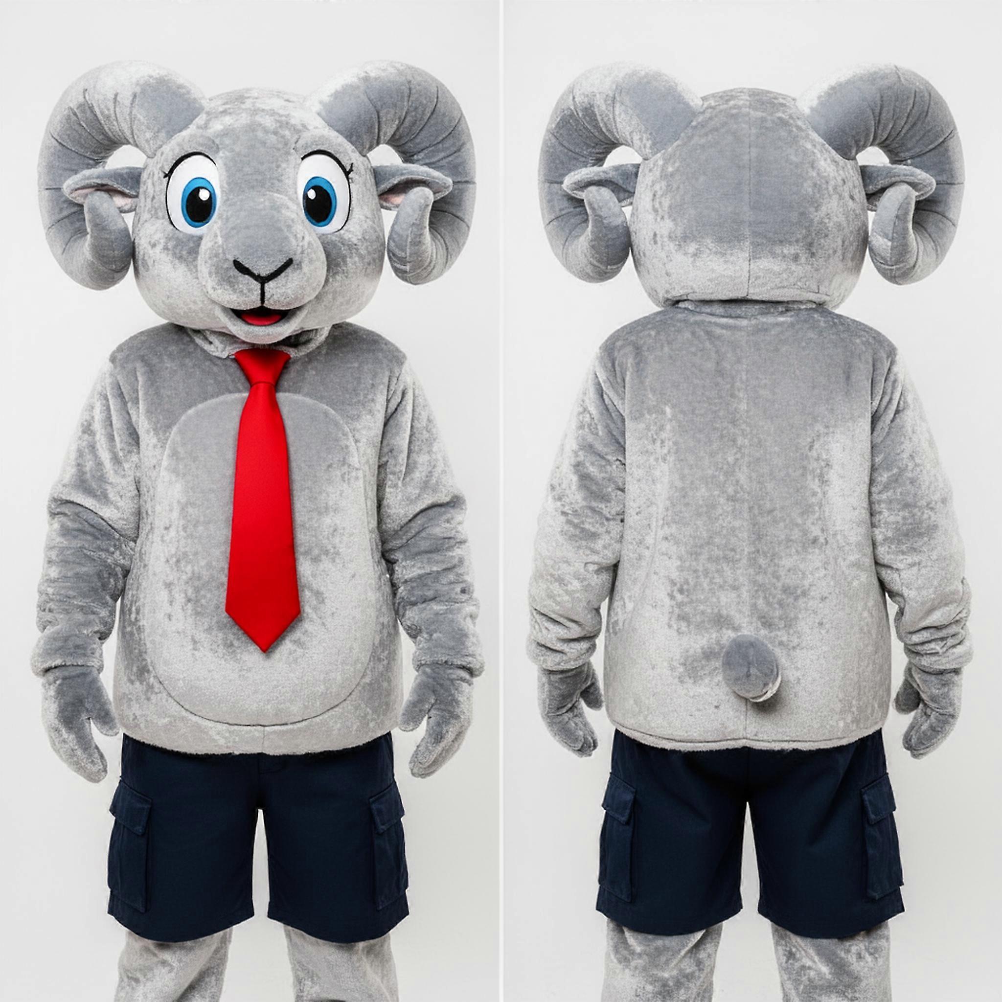 MASTICOT Silver Fleece Cuddly Ram Mascot