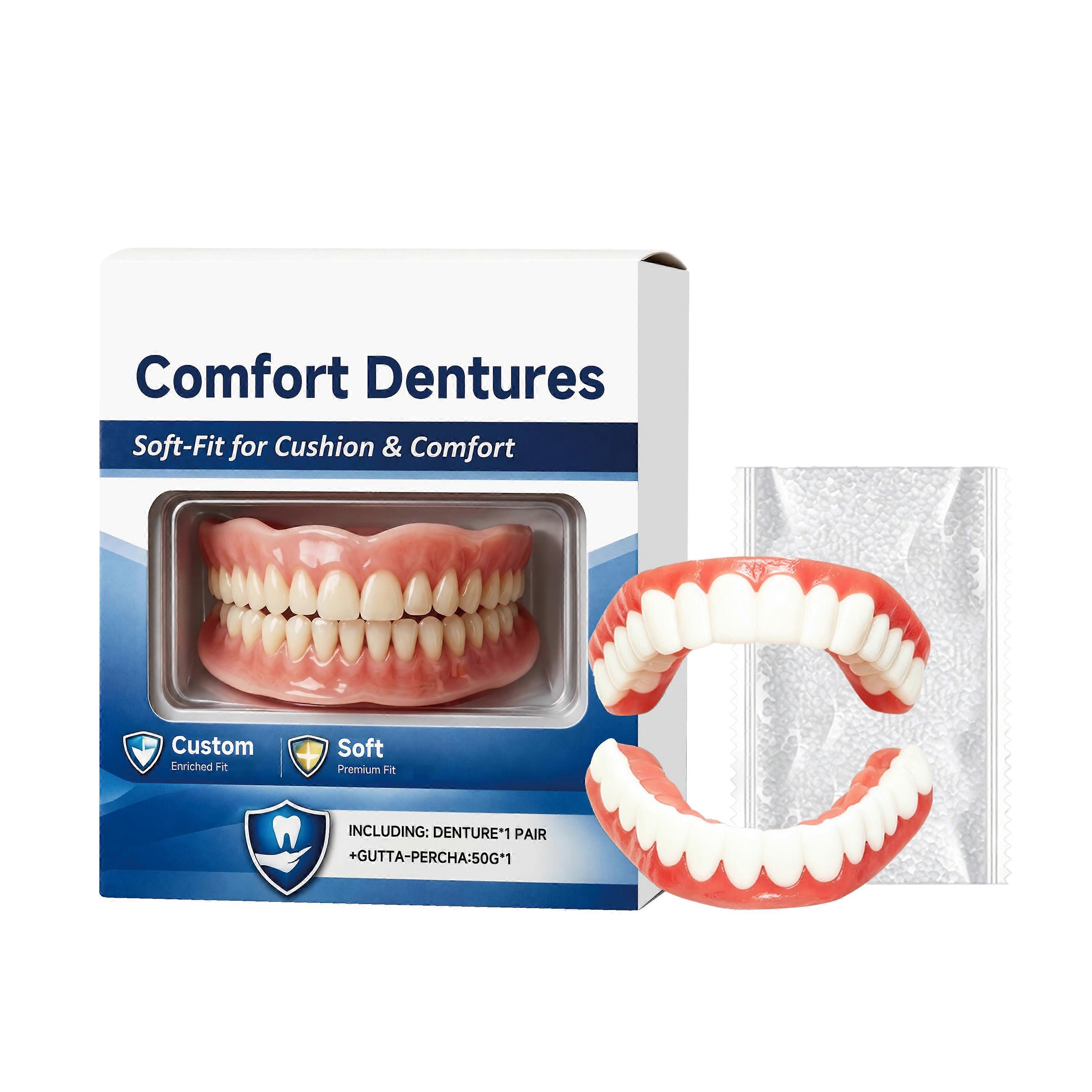 2pcs Denture Modification Kit, flexible resin, comfortable fit, simulated appearance, convenient false teeth care set