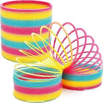 Jumbo Rainbow Spring Toy 7 Inch Plastic Coil, 12 Pack Individually Wrapped Party Favors for Kids