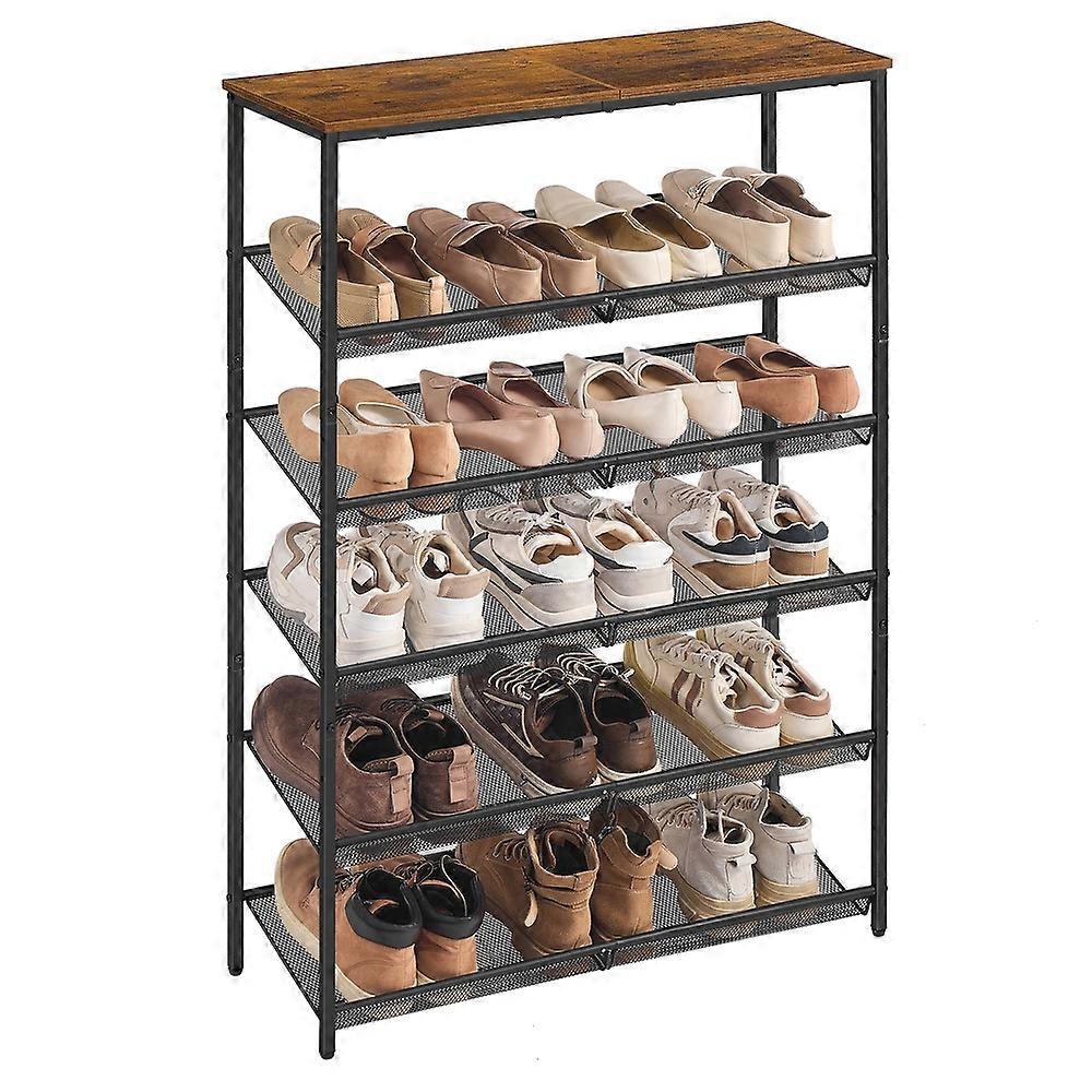 Adjustable shoe rack with storage shelves for entryway 11