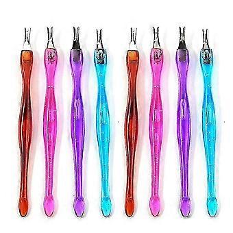 RUIYUE 20Pcs Cuticle Trimmer V-Shaped Dead Skin Remover Fork with Plastic Handle for Fingernail Toenail Nail Art Tool Random Color dkcf