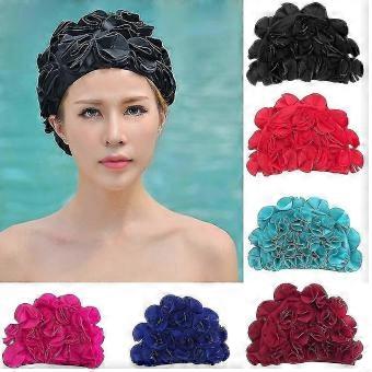 Women Swimming Cap New Elastic Nylon Fabric Protect Ears Long Hair Sports Swim Pool Hat For Female Outdoor-yvan