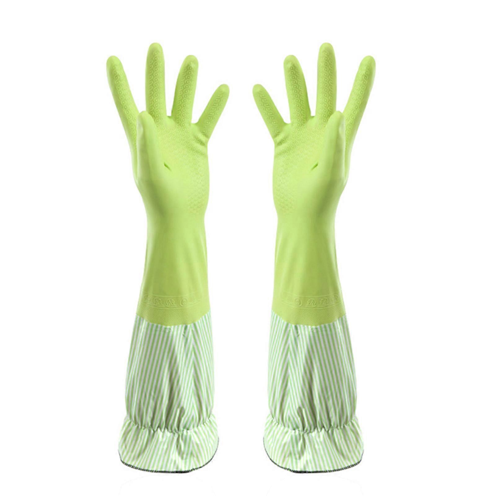 Long-Cuff PVC Dish Gloves With Cotton Interior