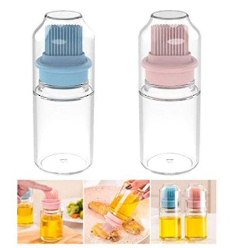 2pcs Oil Bottle With Silicone Brush For Grilling, Grilling Fish, Grilling