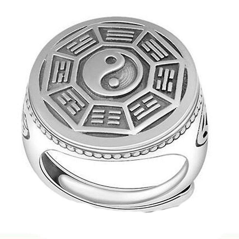 Tai Chi Bagua Transfer Luck Ring Adjustable Ring Personality Wide Face Ring