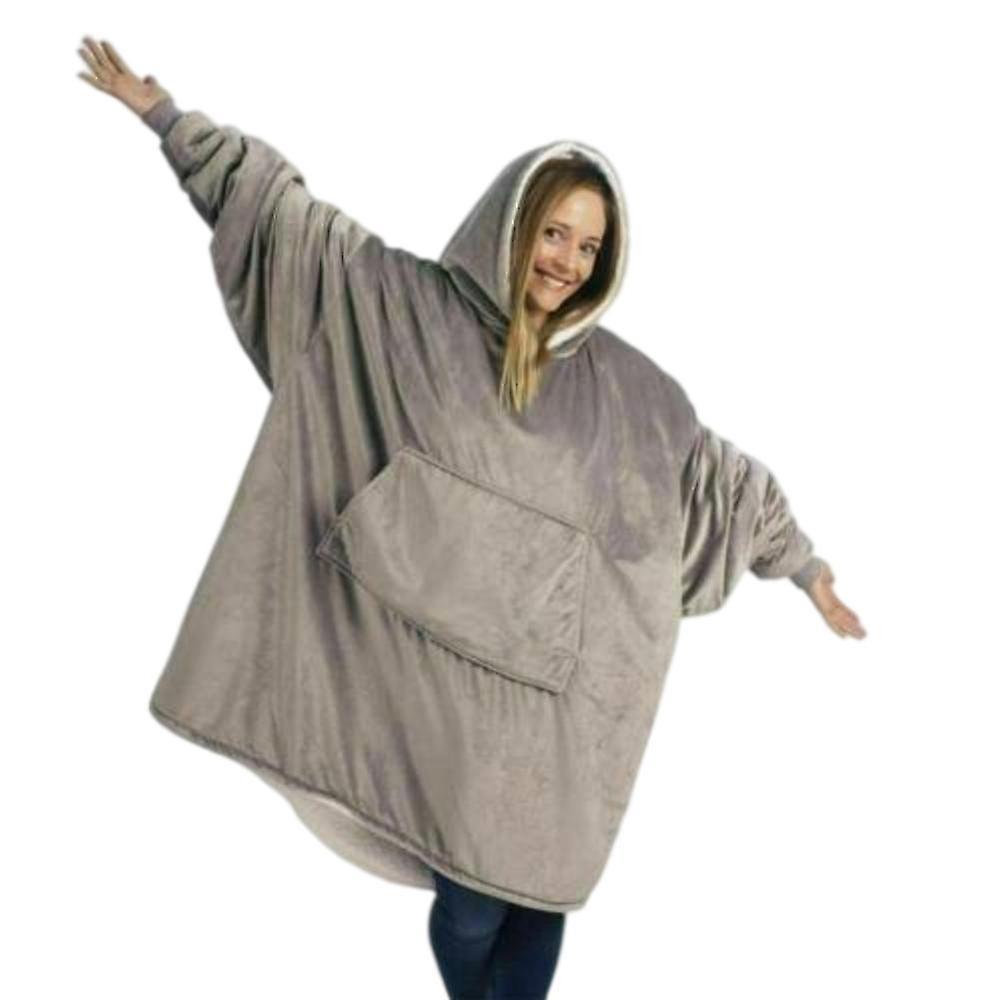 Light Gray Tv Hoodie Blanket Oversized Sherpa Giant Big Hooded Sweatshirt