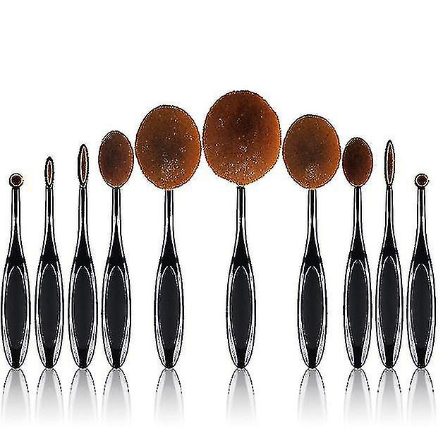 Makeup Brush Set With 10 Soft Synthetic Oval Brush Bru + Spon()