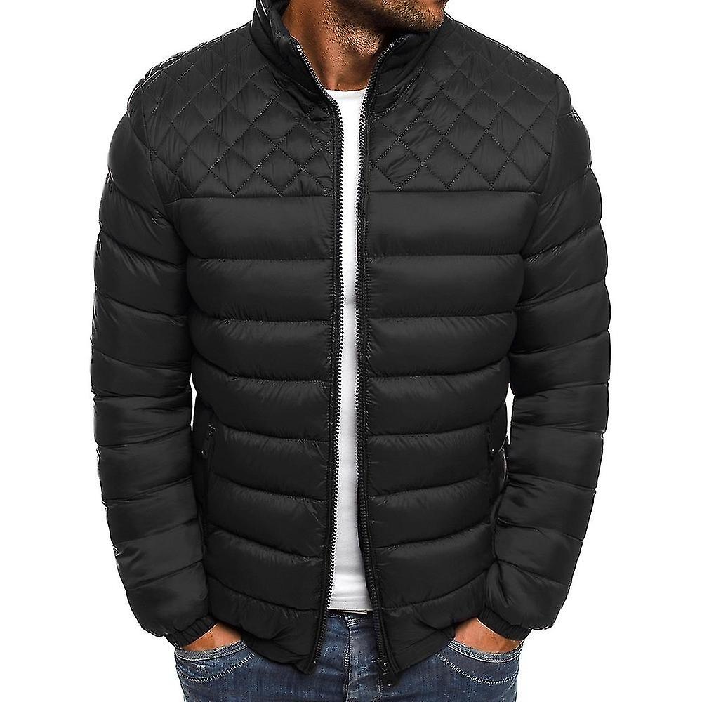 Men Quilted Puffer Jacket Winter Warm Bubble Down Coat Zip Padded Outerwear Pocket