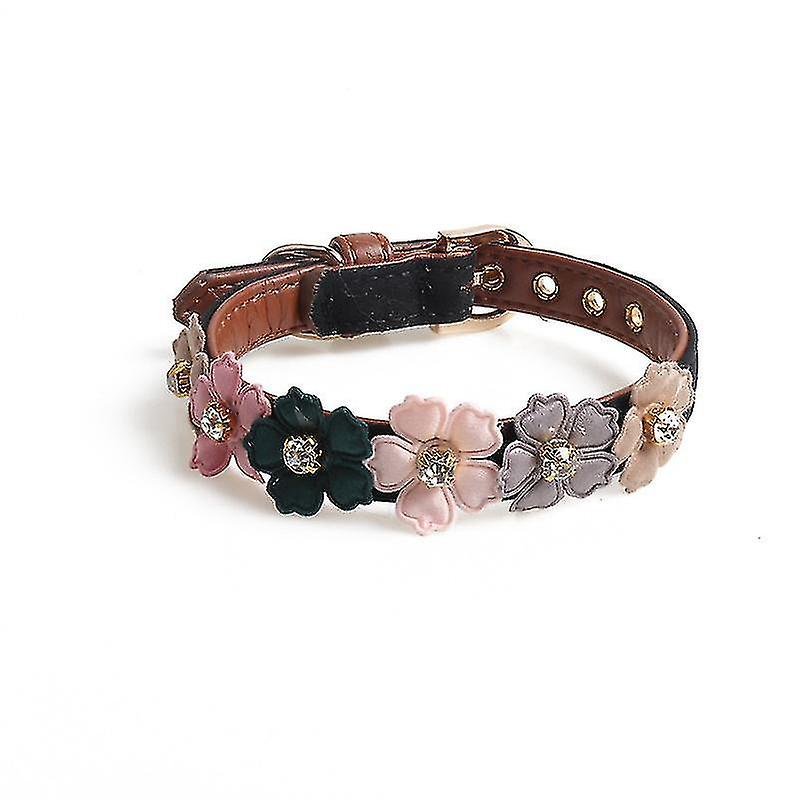 Pet Dog Adjustable Diamond Flower Collar Accessories (c, Style)