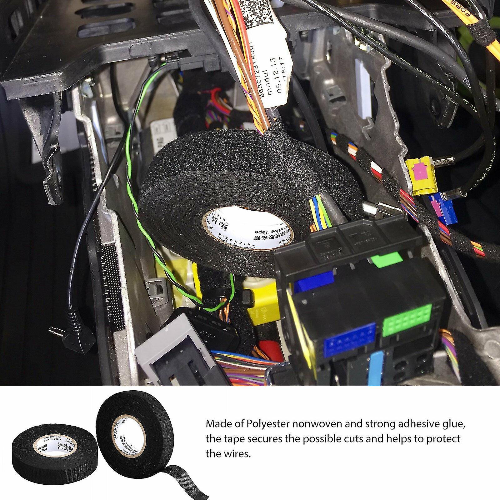 4 Rolls Cloth Tape Adhesive Looms Wire Harness 19mm*15m Black For Car Auto