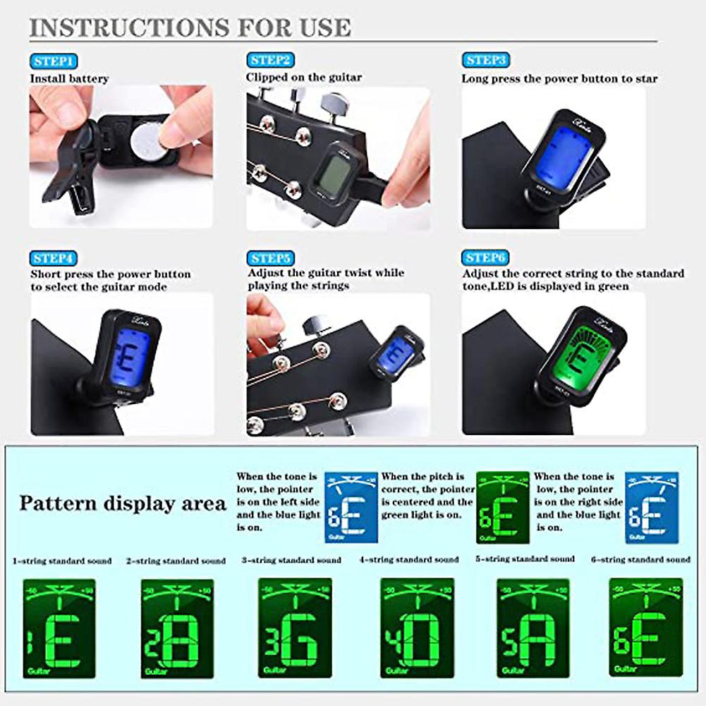 60PCS gitarrtillbehörssats inklusive gitarrplock Tuner Akustiska gitarrsträngar 3 i 1 sträng