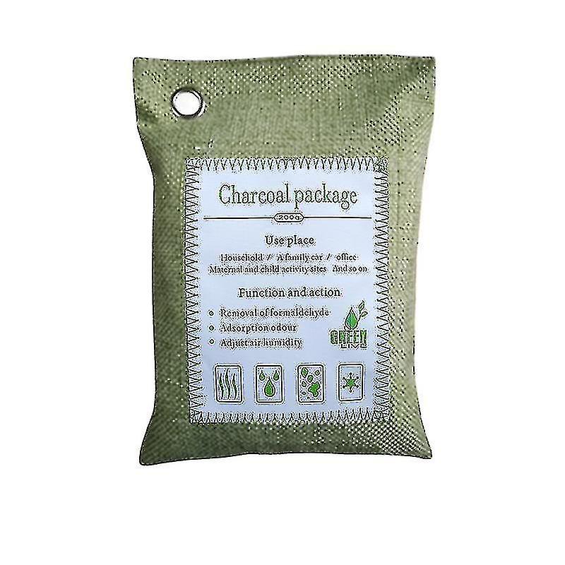 3pcs Bamboo Charcoal Air Purifying Bags Moisture Absorber Closet Purifier Comptiable With Shoes, Pets, Bathroom, Basement-green