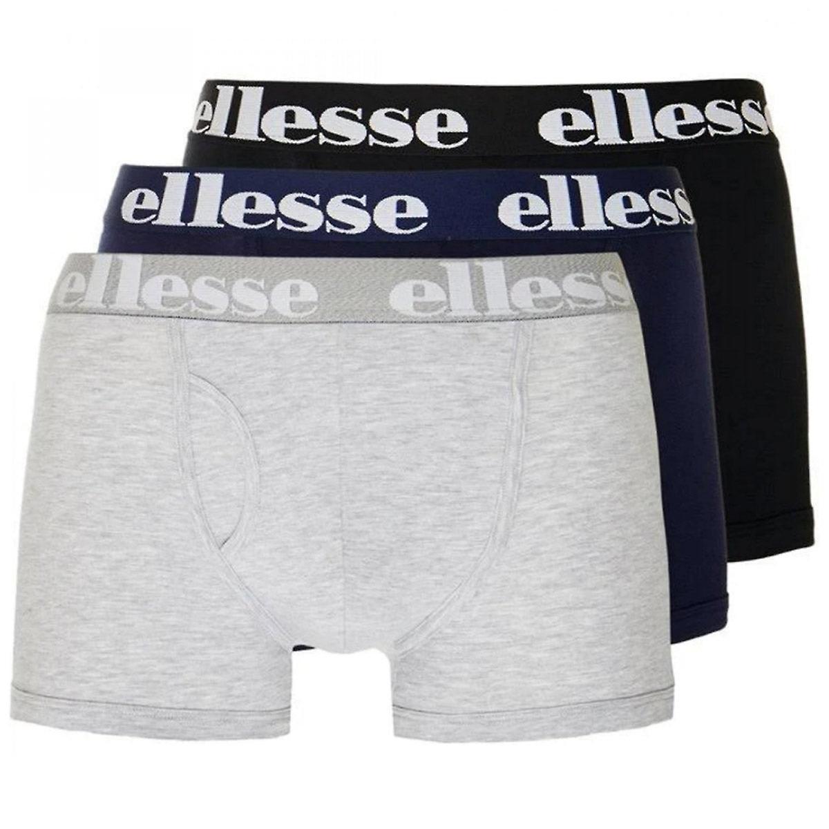 Ellesse Men's Hali 3 Pack Trunks Black/grey/navy
