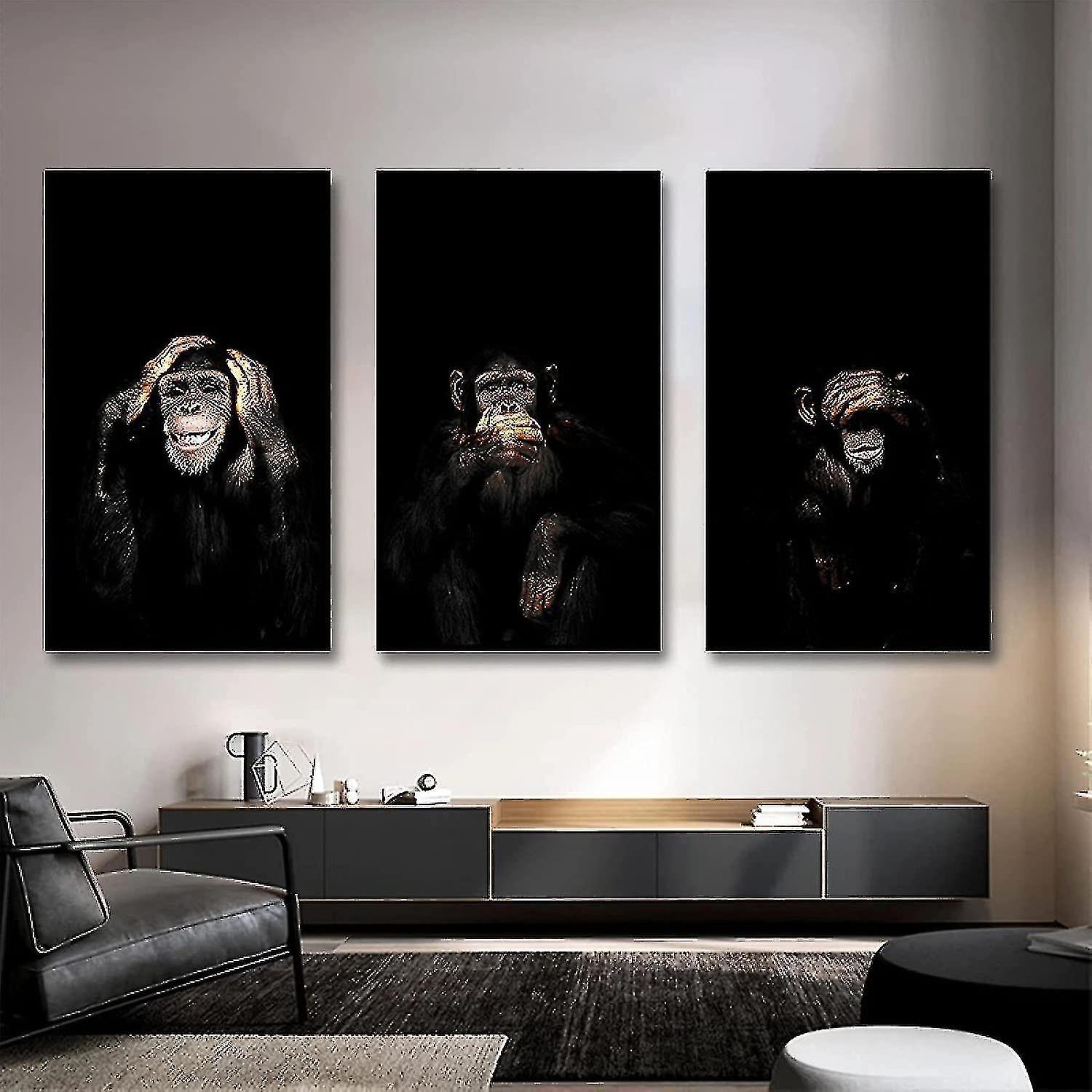 Graffiti Mignon 3 Wise Monkey Canvas Peinture Affiche imprimée colorée et Pri