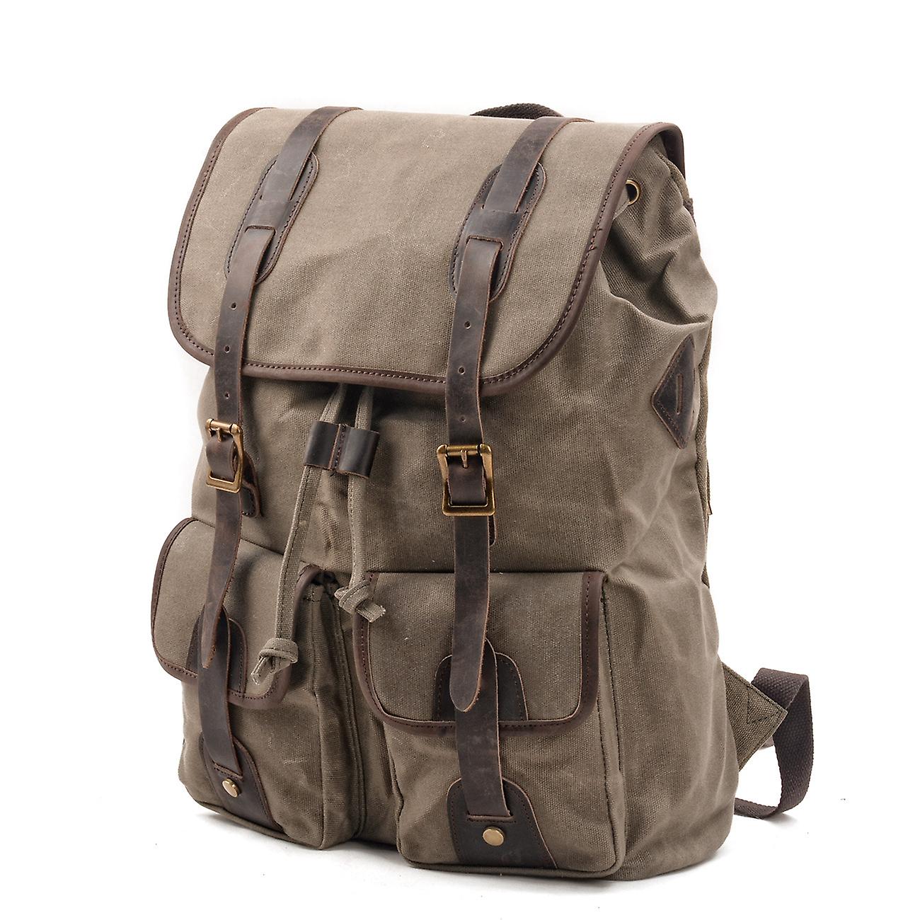 حقيبة ظهر قماش مخيط جلد البقر تسلق الجبال حقيبة التخييم على ظهره O