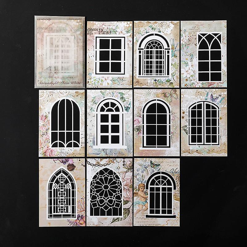 10pcs Dreamy Flower Window Series - Vintage Background Paper For Diy Diary Labels & Decoration