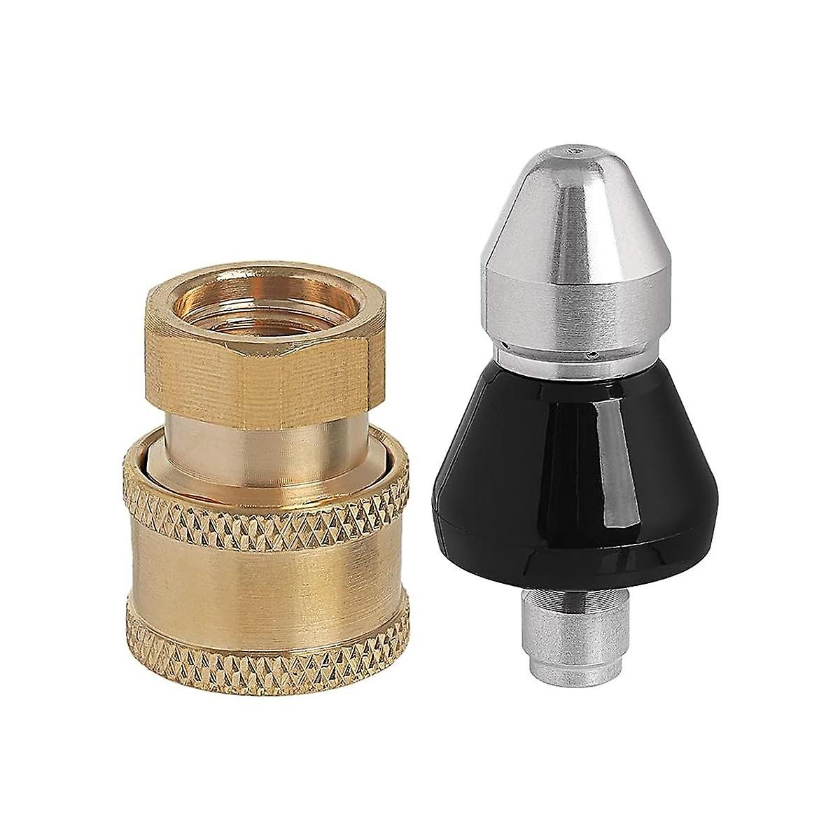 Sewer Cleaning Tool High-Pressure Nozzle, 1/4inch 1 Front 6 Rear Sewer Jetter Nozzle and Pressure W