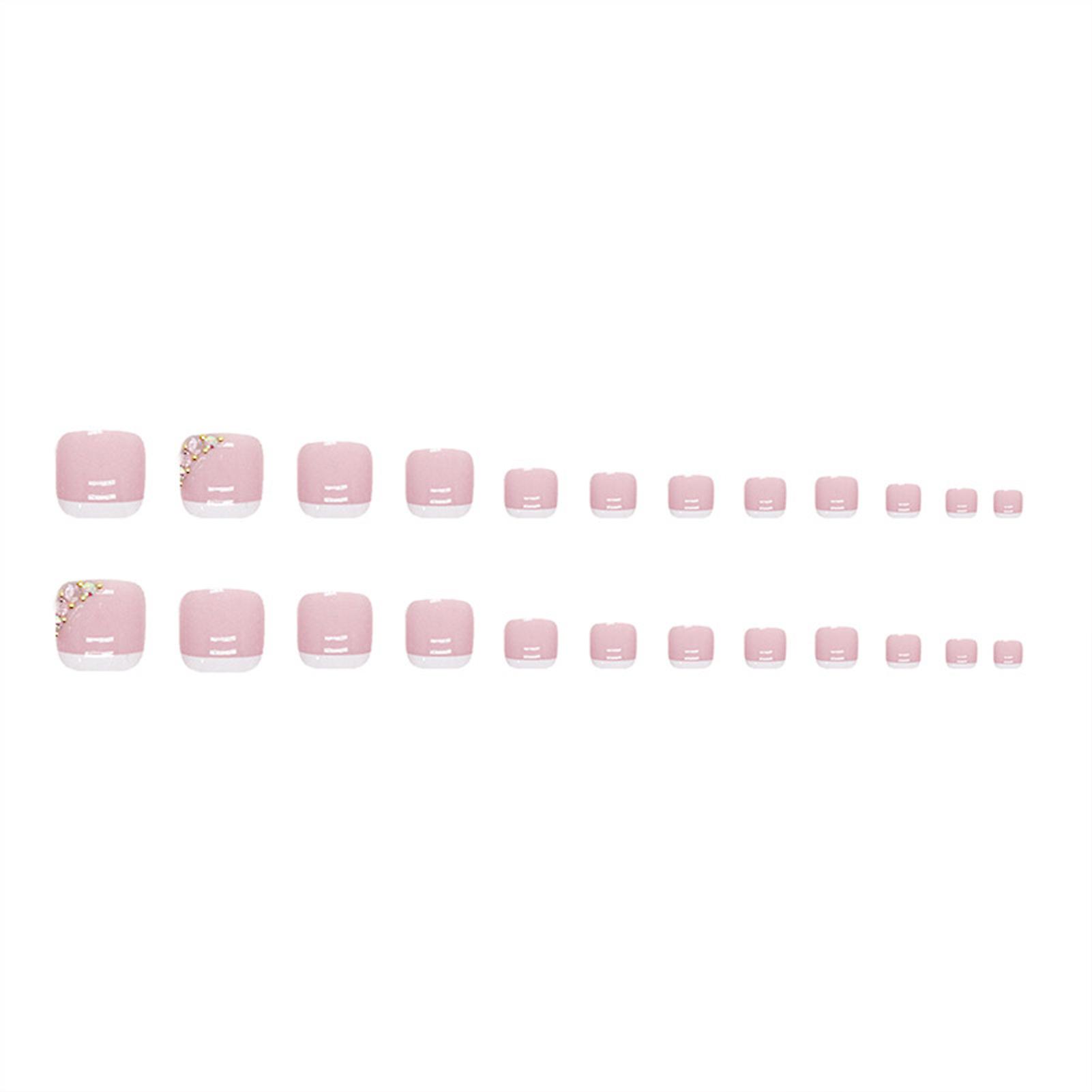 Press On Toe Nails Tips Sweet Stick On Toenail With Faux Diamonds