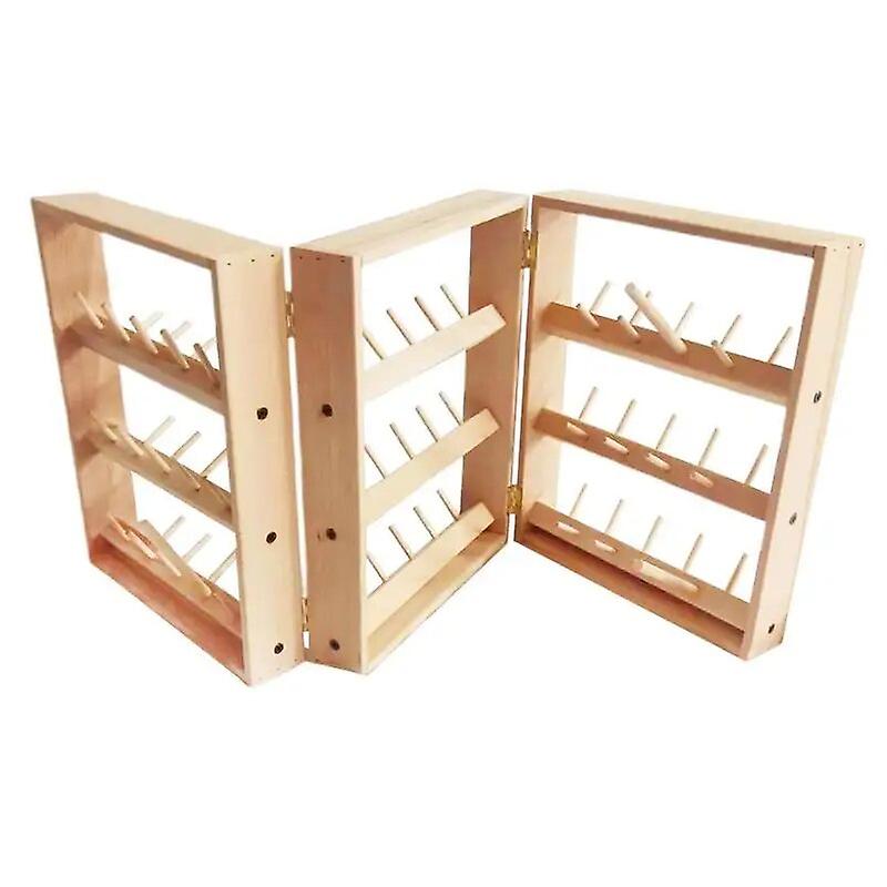 Embroidery Thread Rack Folding Natural Thickened Braiding Rack Spool Stand Thread Holders Hold Up To 69 Spools Storage For