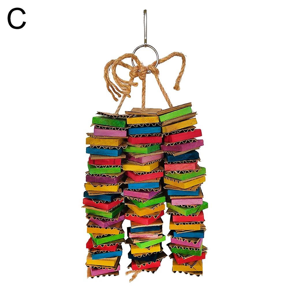 ZHOUBA Colorful Parrots Bite Play String Toys Pet Bird Wood Ladder Building Blocks