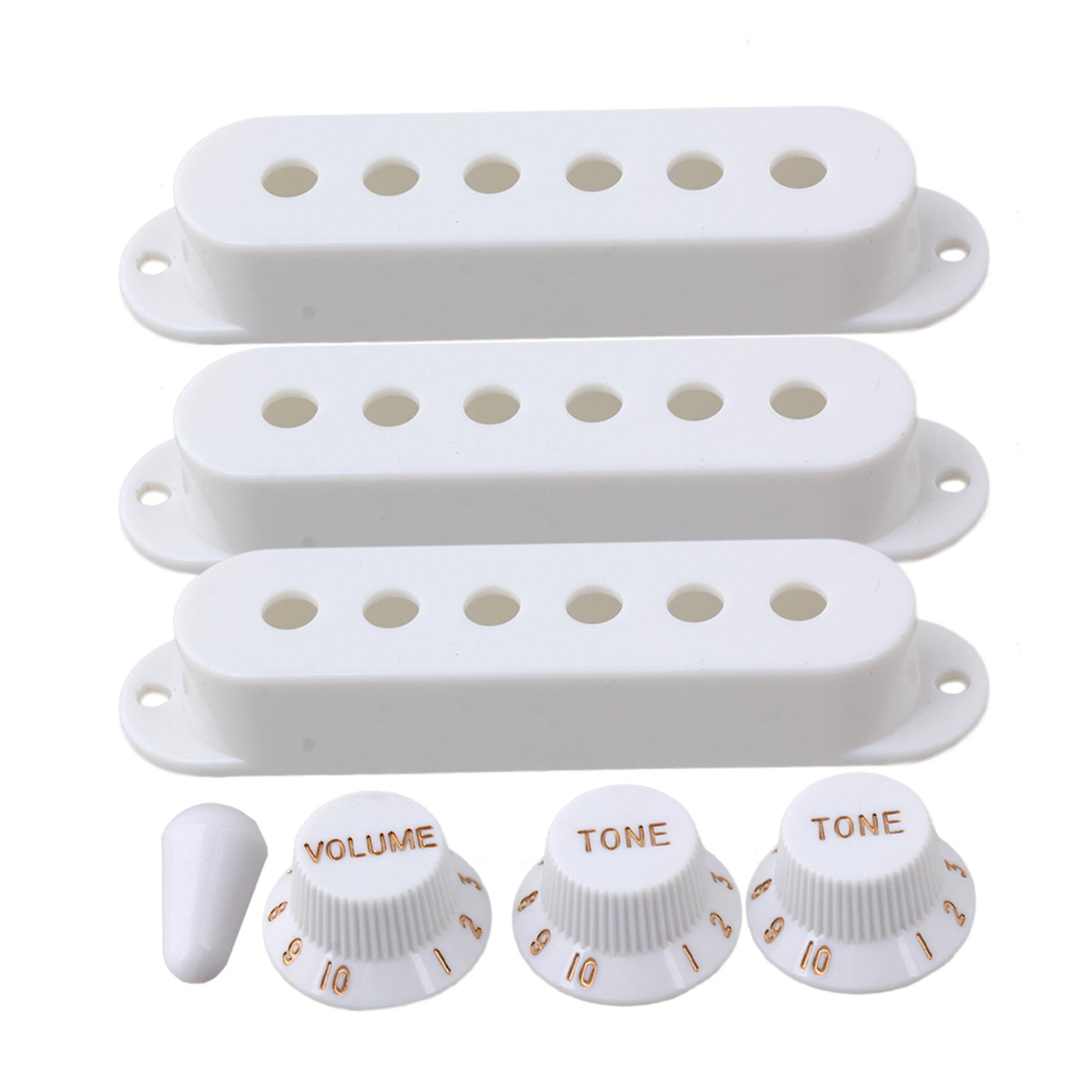 Guitar 3 Pickup Cover 1 Volume 2 Tone Knobs Switch tip Parts Set White