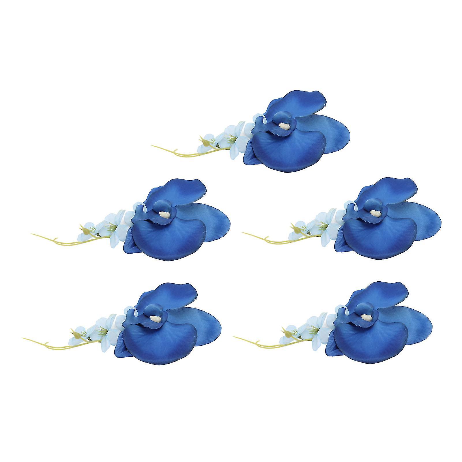 5 Pcs Groom Boutonniere Elegant Men Wedding Flower Lifelike Permanent Reusable Artificial Brooch Flower Blue