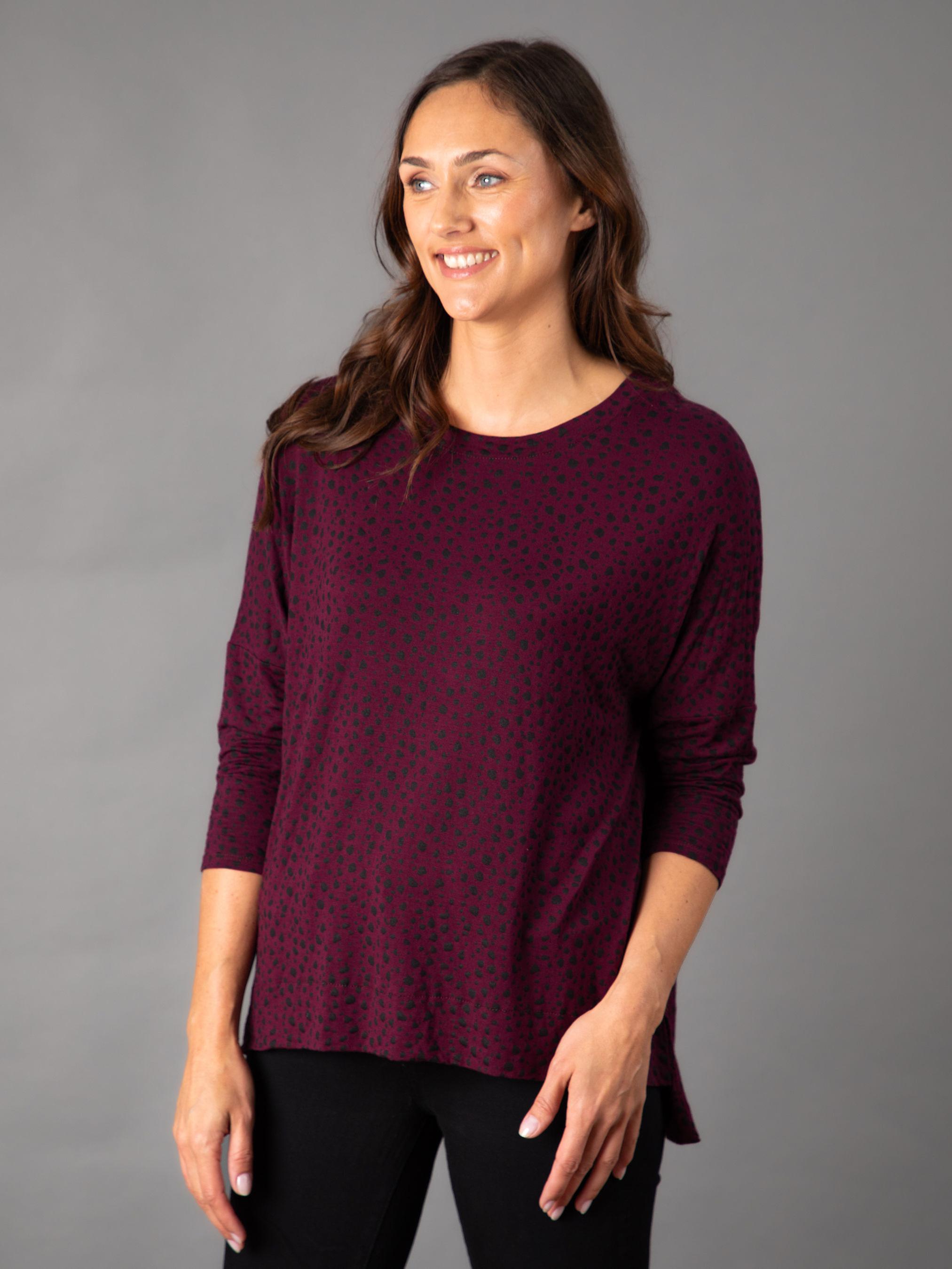 Milly Leopard Spot Top in Berry