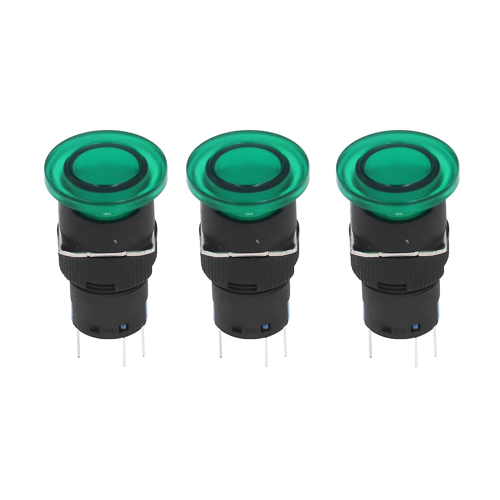 25Pcs BEM-LA16-11MDS-G 16mm Green Light Self-Locking Button Switch
