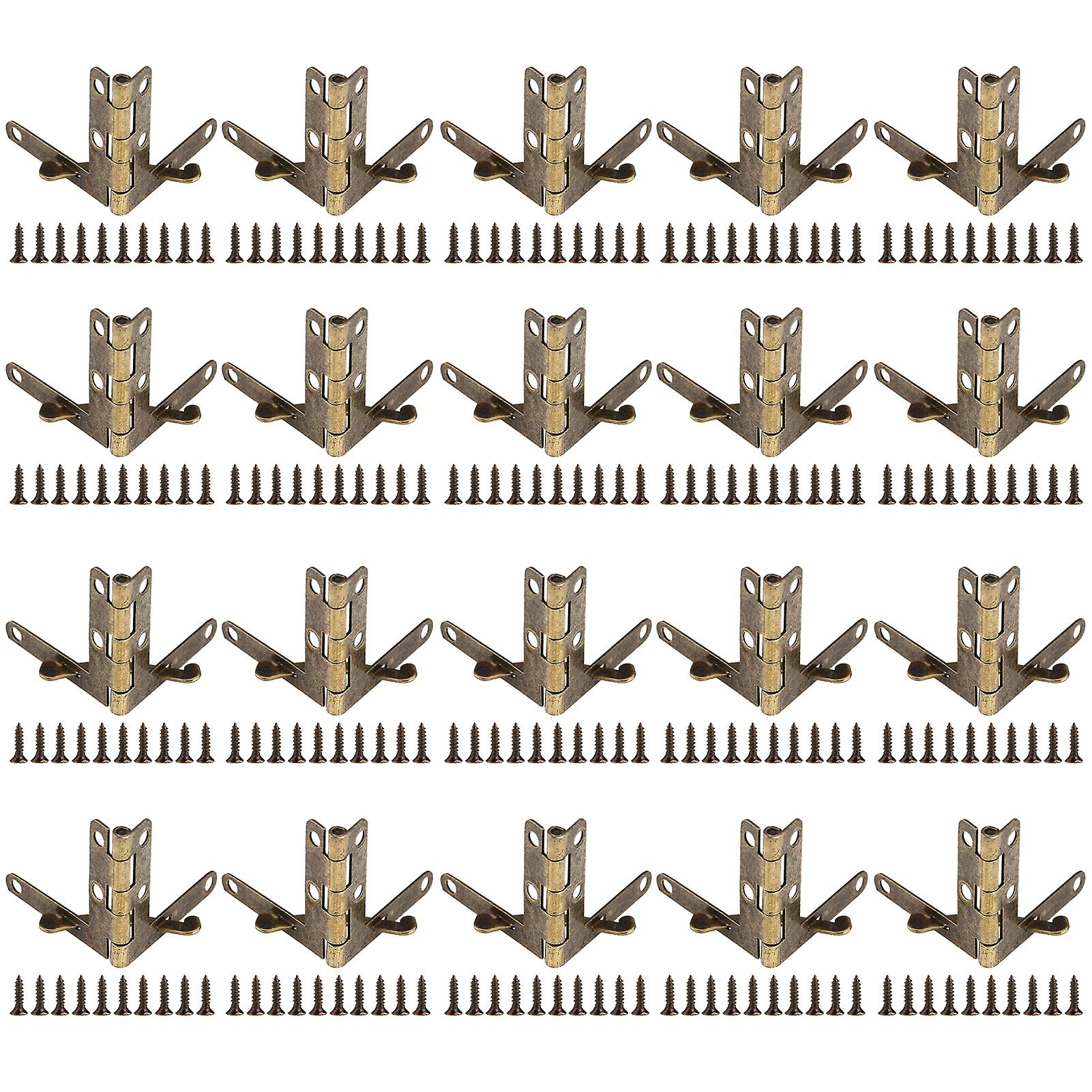 20pcs 90° Angle Support Spring Hinge for Small Jewelry Wine Case Watch Box Wooden Lid (Bronze)