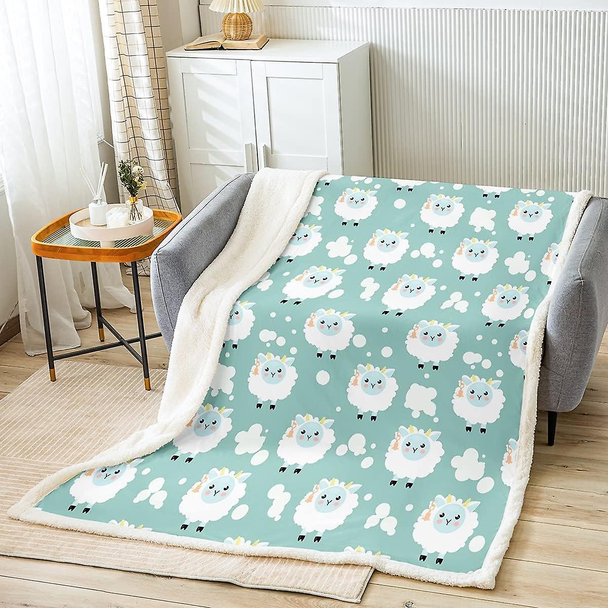 Cartoon Ships Fleece Throw Blanket for Bed Sofa Cute Animals Plush Blanket Polka Dot Sherpa Blanket Warm Fuzzy Blanket Kawaii Style Single