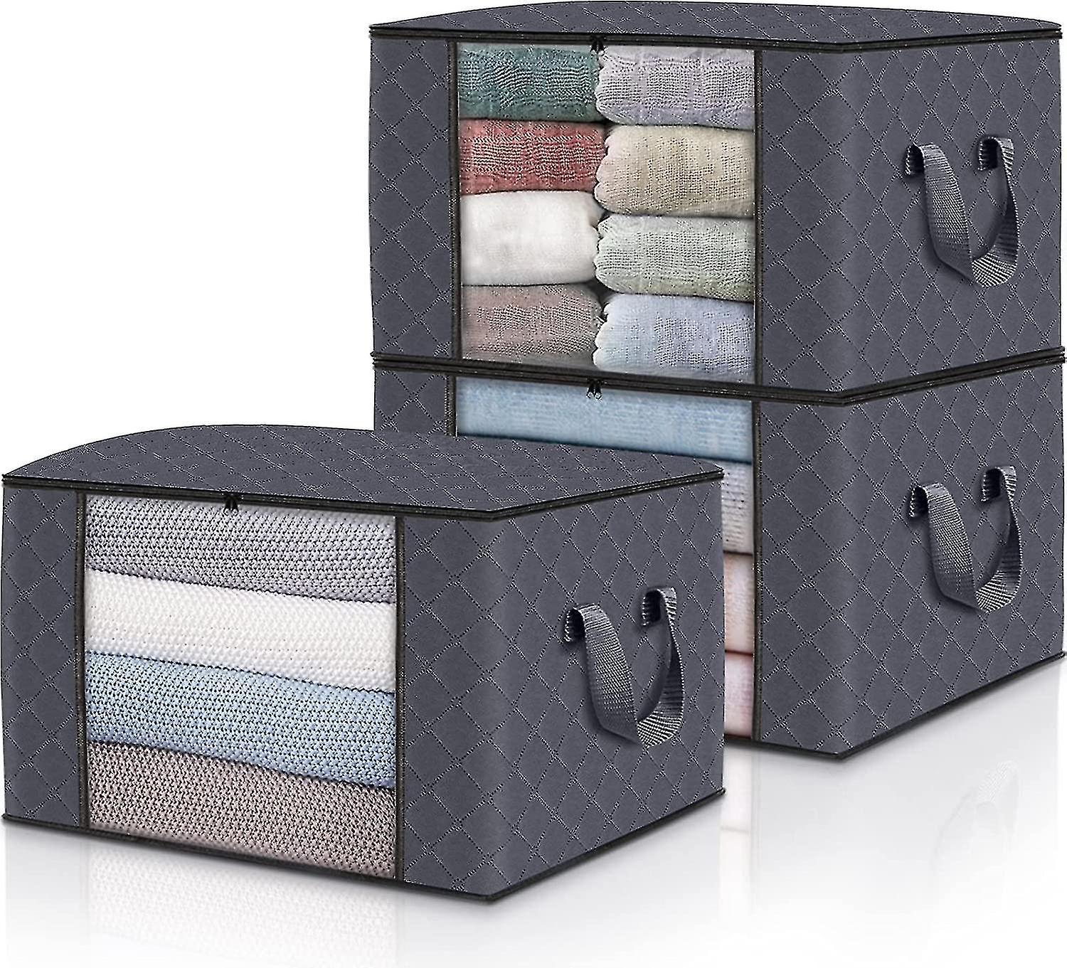 3-pack Clothes Organizer, Foldable Blanket Organizer, Gray