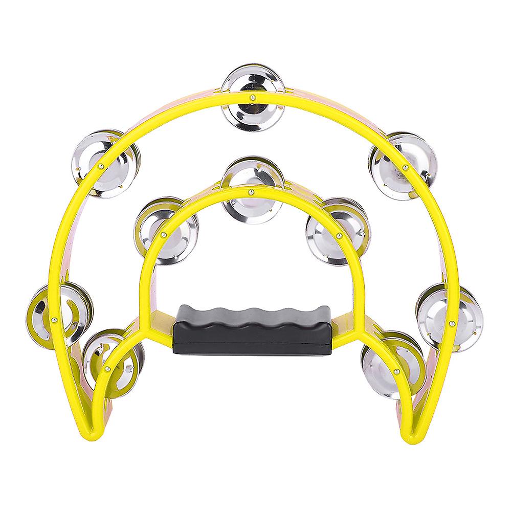Double Row Jingles Handbell Tambourine Percussion Musical Instrument(Yellow)