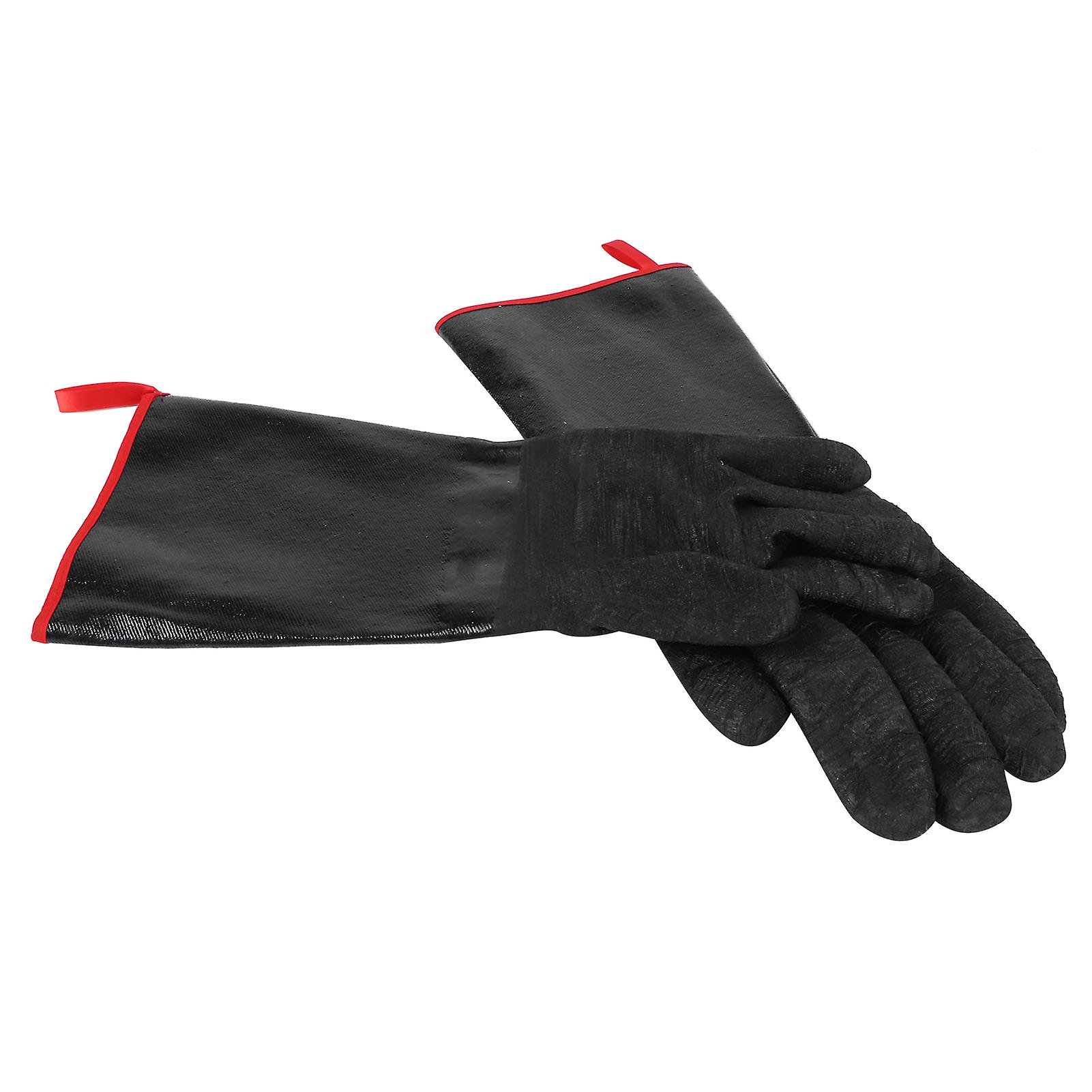 BBQ Gloves High Temperature Resistance 500℃ Waterproof Acid and Alkali Resistant Garden GlovesBlack 17in