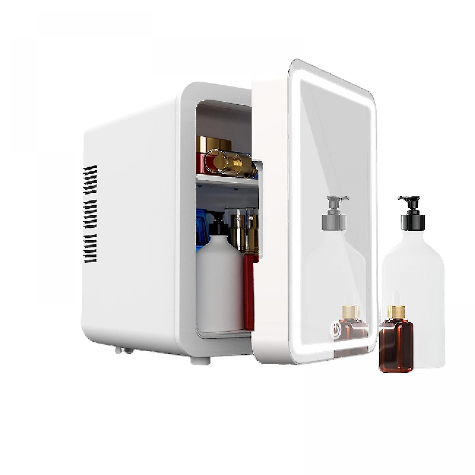 Skincare Fridge - Mini Fridge with Dimmable LED Mirror , Cooler and Warmer, for Refrigerating Makeup, Skincare and Food, Mini Fridge for Bedroom, Offi