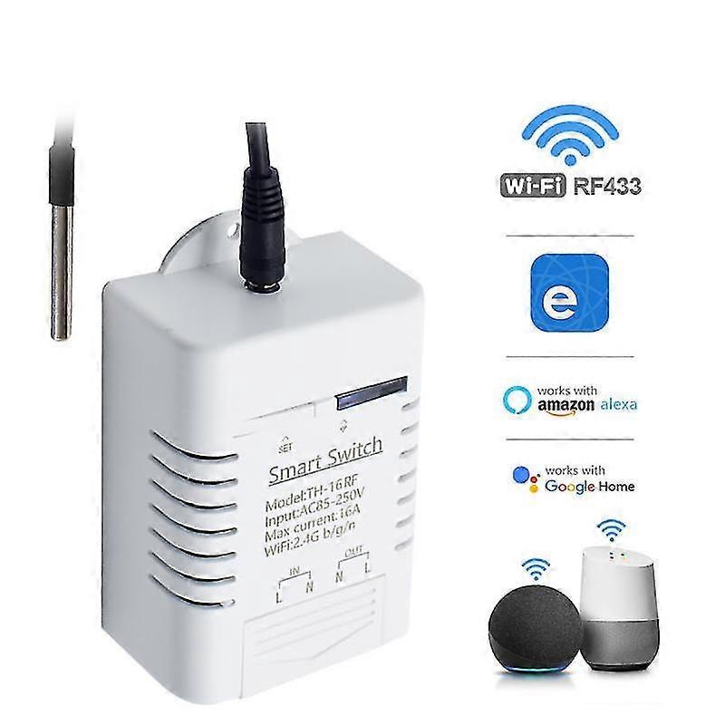 Th16 Ewelink/tuya Smart Wifi Temperature Switch 16a With Temperature Sensor Monitor