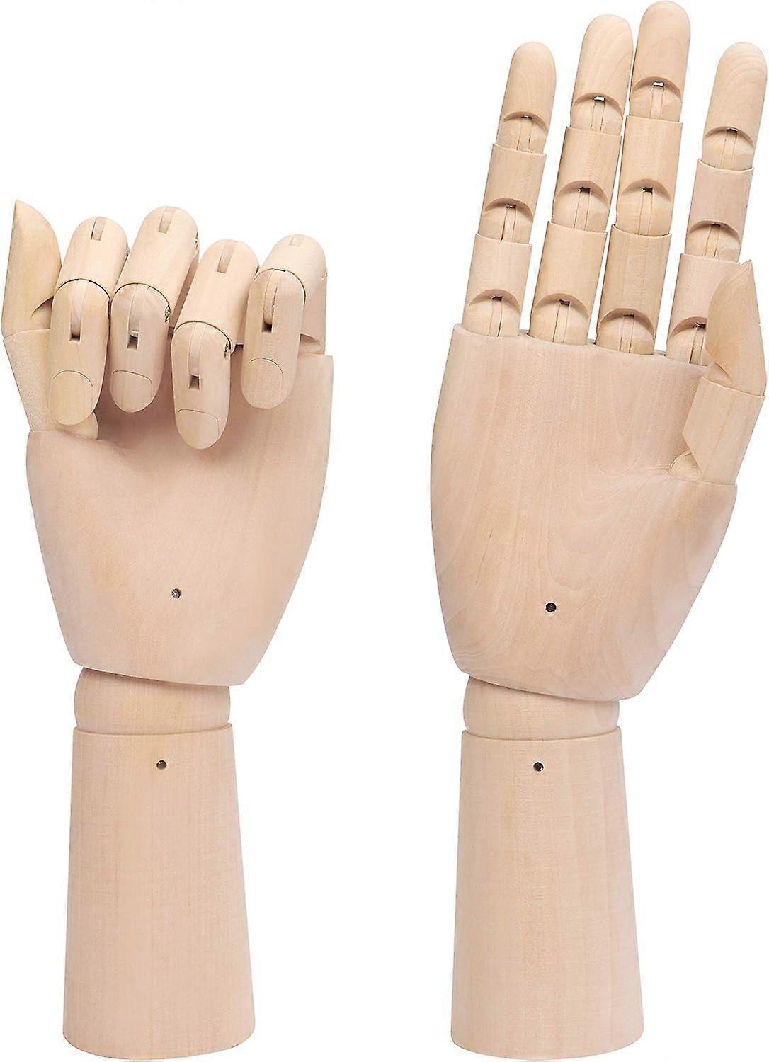 Left and Right Wooden Articulated Hand (2 Pieces) - Length 30 cm - Wooden Articulated Mannequin Hand for Drawing, Sketching and Painting - Jewelry Hol