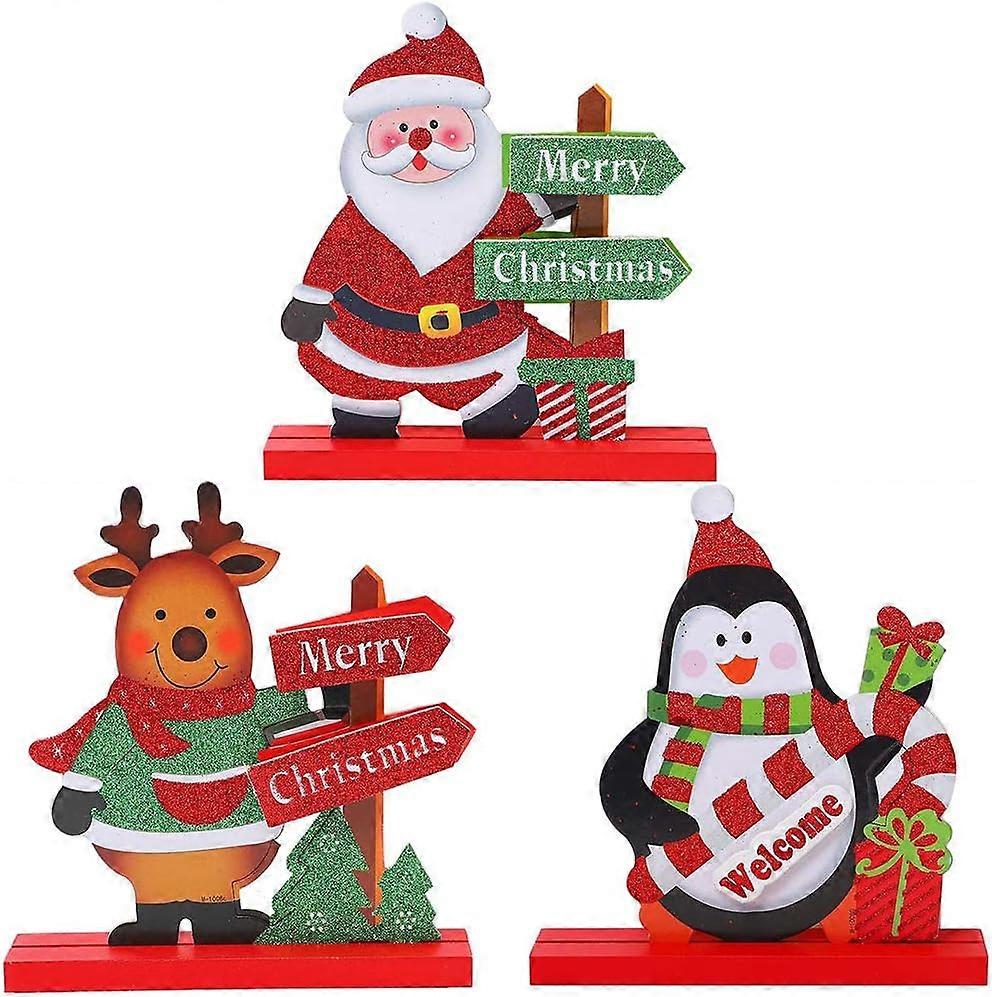 Christmas Cutlery Holder 3 Xmas Table Decorations for Dinner, Party, Coffee Table, Snowman, Santa, Reindeer, Penguin, Merry Christmas, Happy Holidays