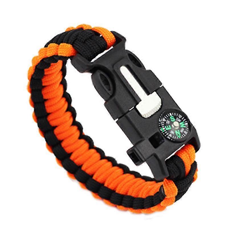 2 Pieces 5 In 1 Paracord Survival Bracelet With Fire Starter, Compass, Orange