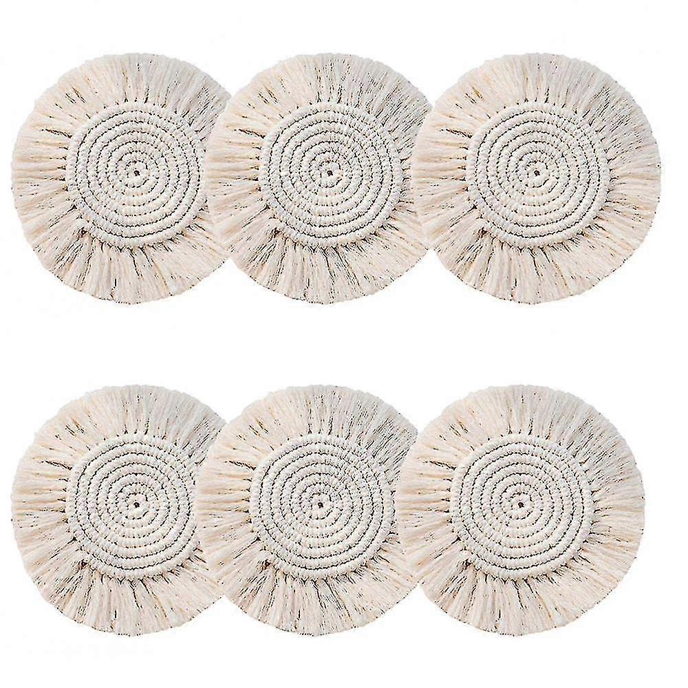 Sets de table 6pcs 18 * 11cm rond Coton Sous-verres Tapis en lin Isolation Café Pad Set de table Antidérapant fait à la main